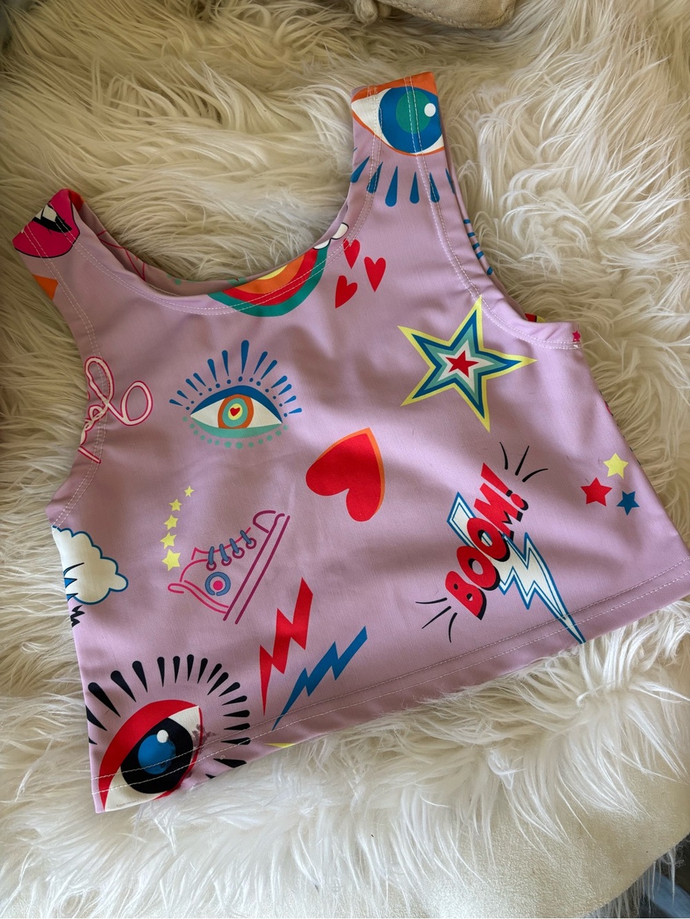 Lola and the Boys Graphic Pink Crop Tank